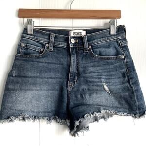 Pink by Victoria’s Secret frayed hem jean shorts